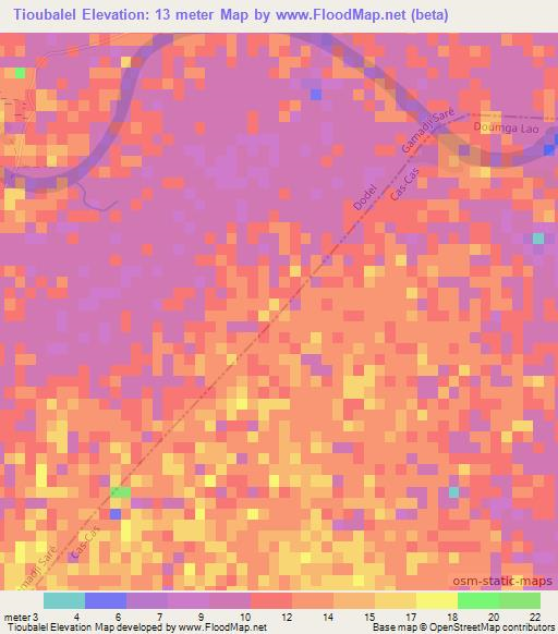 Tioubalel,Senegal Elevation Map