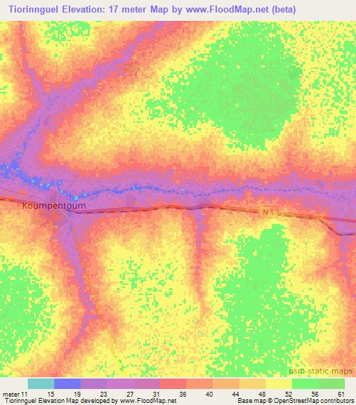 Tiorinnguel,Senegal Elevation Map