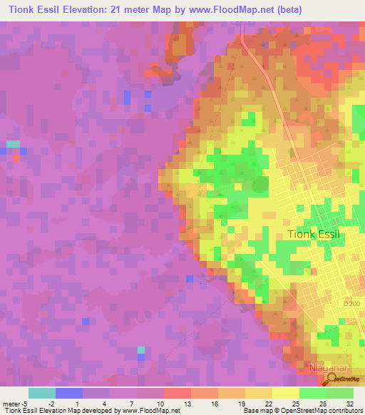 Tionk Essil,Senegal Elevation Map