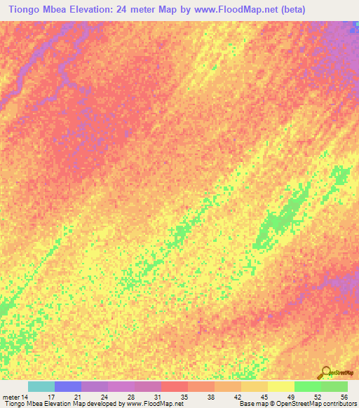 Tiongo Mbea,Senegal Elevation Map