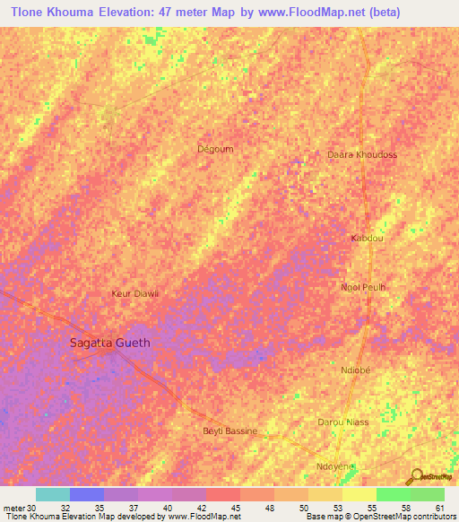 Tlone Khouma,Senegal Elevation Map