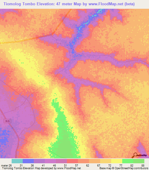 Tiomolog Tombo,Senegal Elevation Map