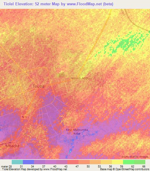Tiolel,Senegal Elevation Map