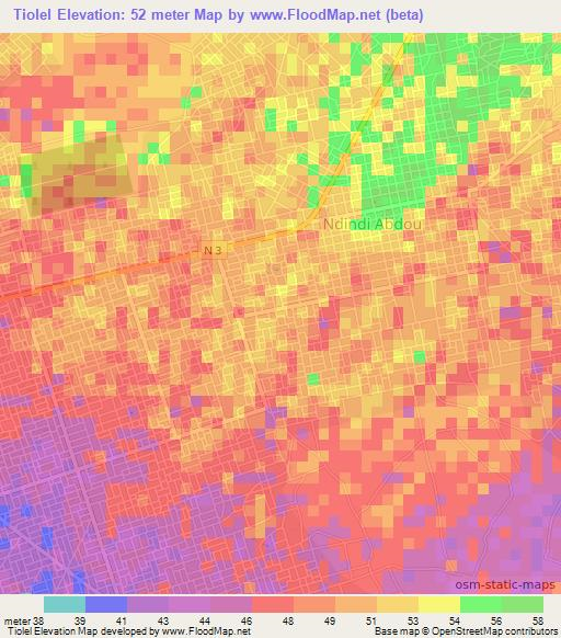 Tiolel,Senegal Elevation Map