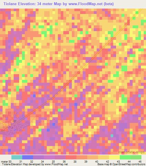 Tiolane,Senegal Elevation Map