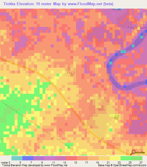 Tiokka,Senegal Elevation Map