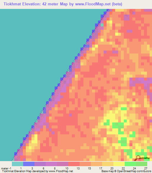 Tiokhmat,Senegal Elevation Map