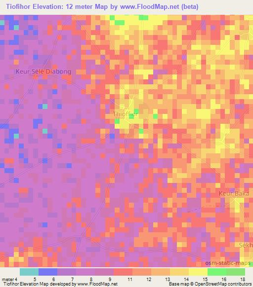 Tiofihor,Senegal Elevation Map