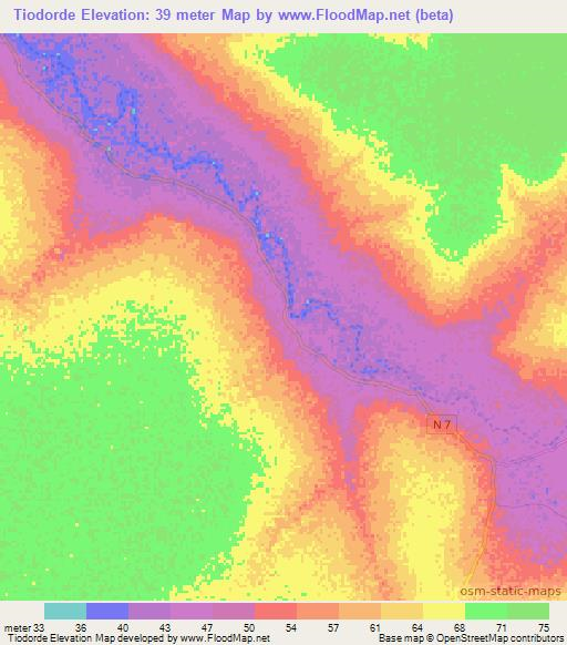 Tiodorde,Senegal Elevation Map
