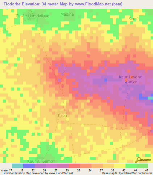 Tiodorbe,Senegal Elevation Map