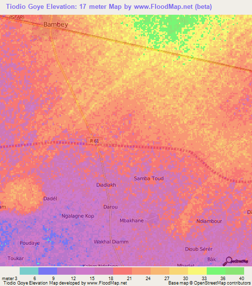 Tiodio Goye,Senegal Elevation Map