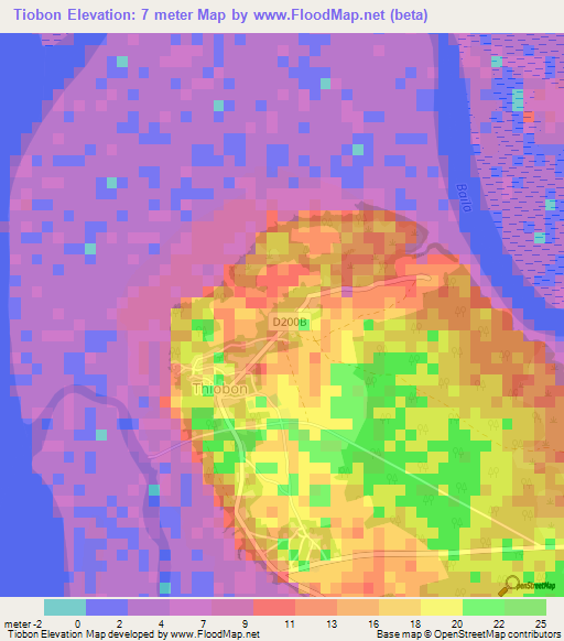 Tiobon,Senegal Elevation Map