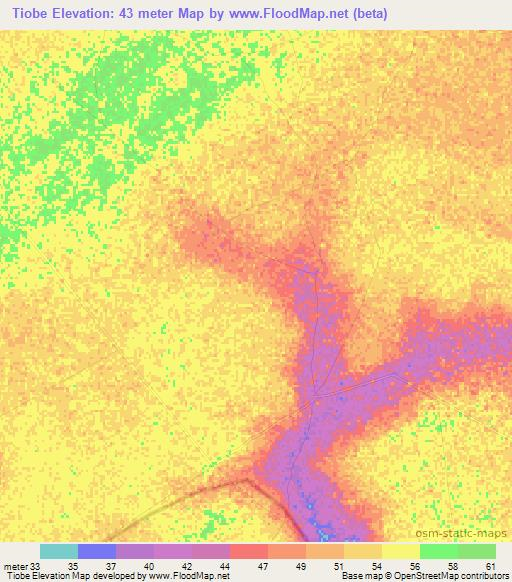 Tiobe,Senegal Elevation Map