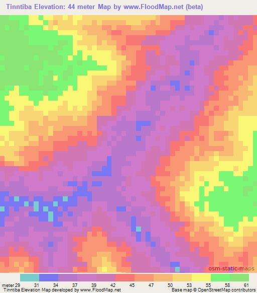 Tinntiba,Senegal Elevation Map