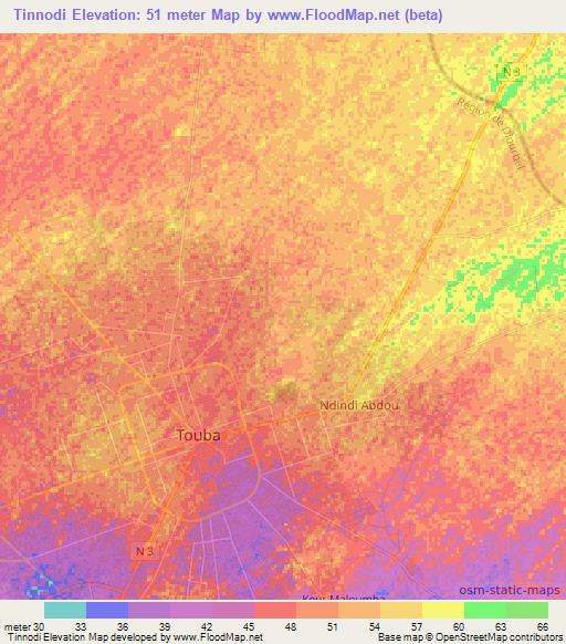 Tinnodi,Senegal Elevation Map