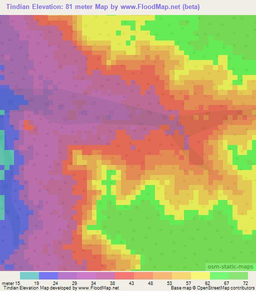 Tindian,Senegal Elevation Map