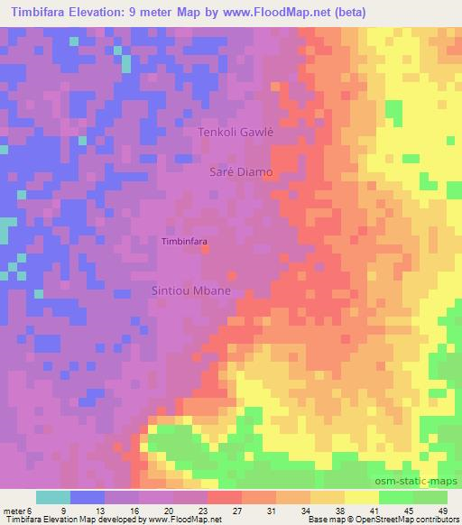 Timbifara,Senegal Elevation Map