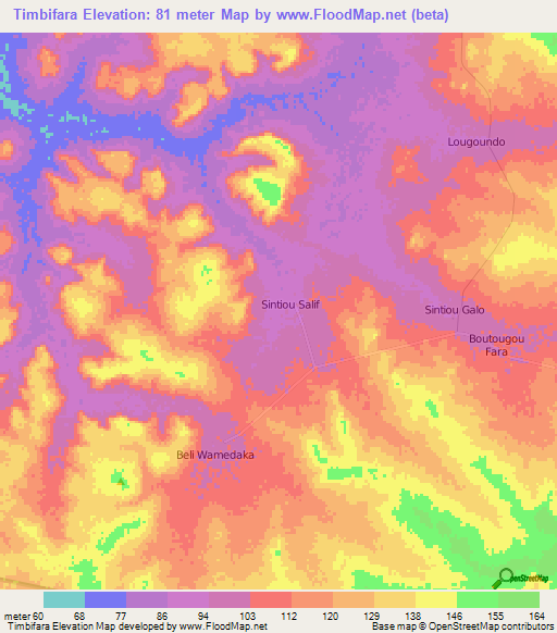 Timbifara,Senegal Elevation Map