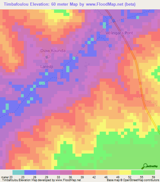Timbafoulou,Senegal Elevation Map