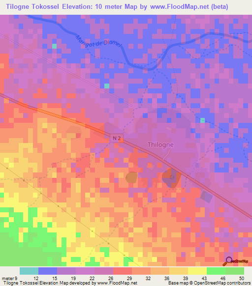 Tilogne Tokossel,Senegal Elevation Map