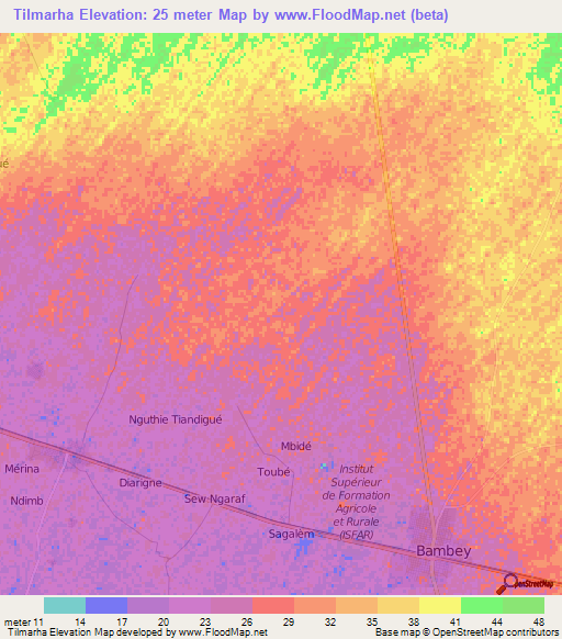 Tilmarha,Senegal Elevation Map