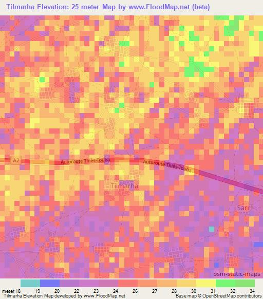 Tilmarha,Senegal Elevation Map