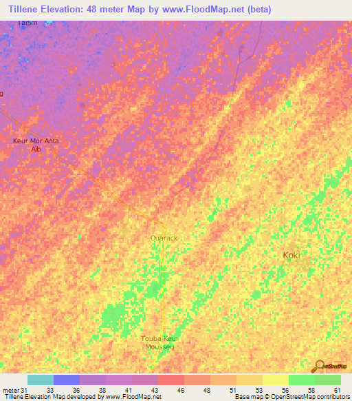 Tillene,Senegal Elevation Map