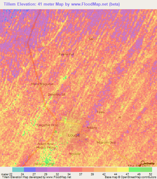 Tillem,Senegal Elevation Map
