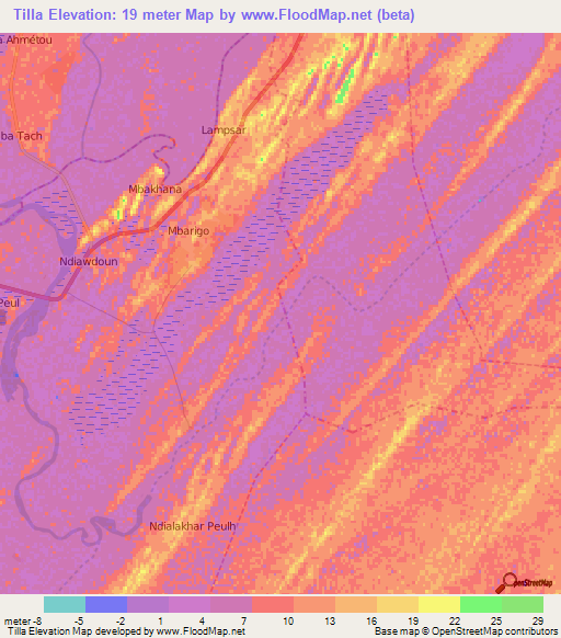 Tilla,Senegal Elevation Map