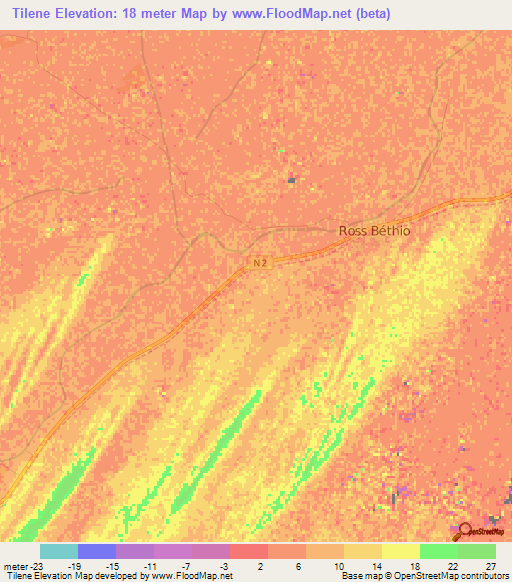 Tilene,Senegal Elevation Map
