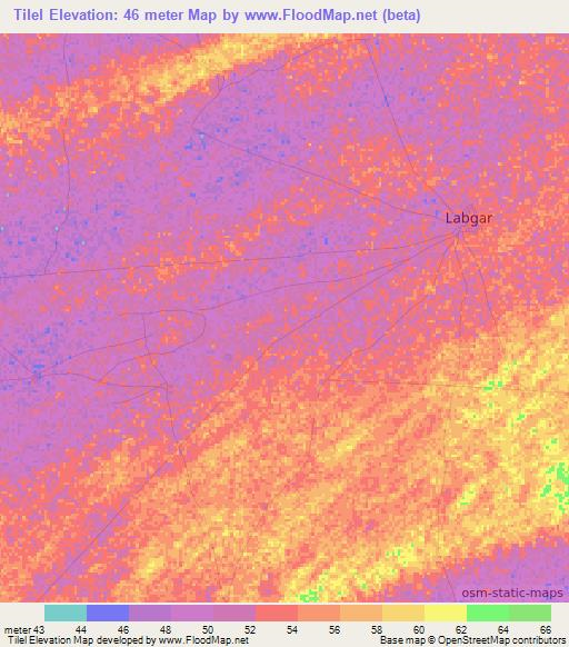 Tilel,Senegal Elevation Map