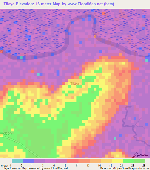 Tilaye,Senegal Elevation Map
