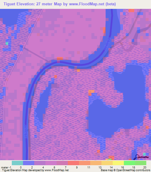 Tiguet,Senegal Elevation Map