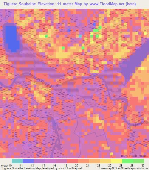 Tiguere Soubalbe,Senegal Elevation Map