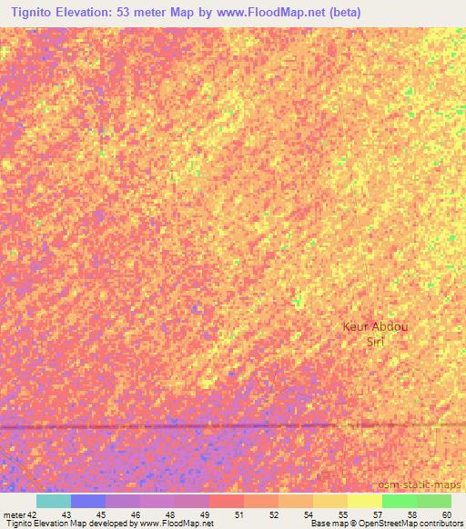 Tignito,Senegal Elevation Map