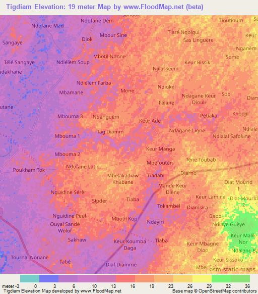 Tigdiam,Senegal Elevation Map