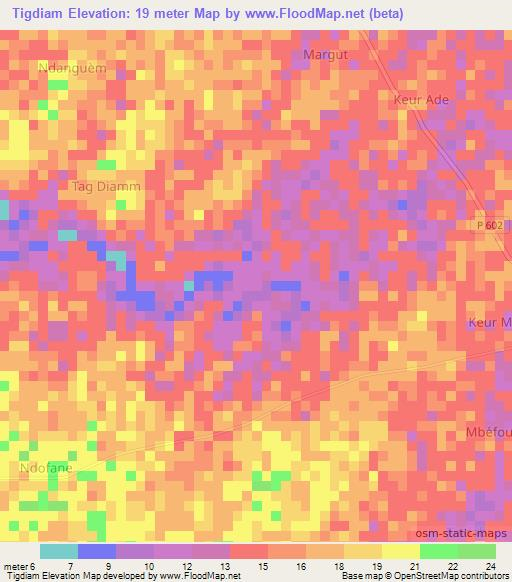 Tigdiam,Senegal Elevation Map