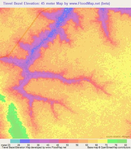 Tievel Bezel,Senegal Elevation Map