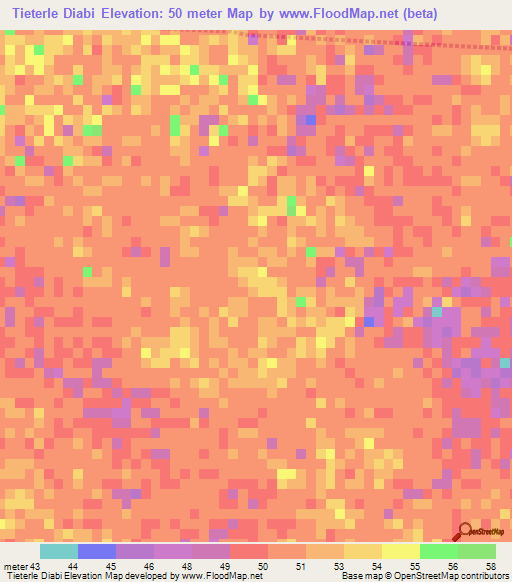 Tieterle Diabi,Senegal Elevation Map