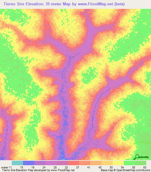 Tierno Sire,Senegal Elevation Map