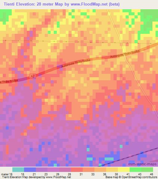 Tienti,Senegal Elevation Map