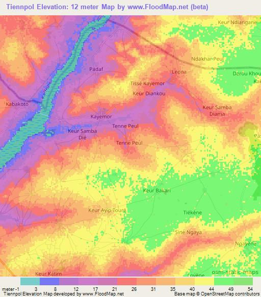 Tiennpol,Senegal Elevation Map