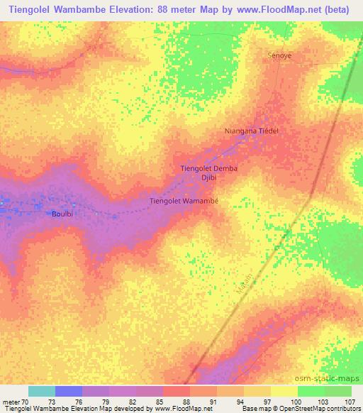 Tiengolel Wambambe,Senegal Elevation Map