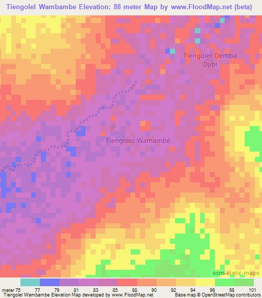 Tiengolel Wambambe,Senegal Elevation Map