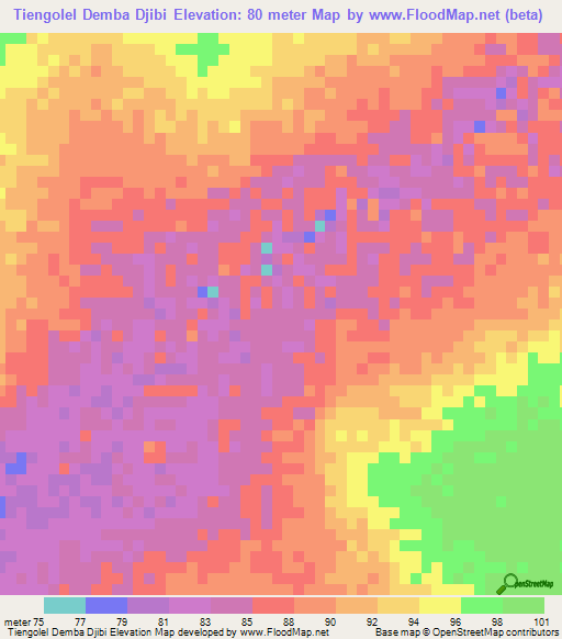 Tiengolel Demba Djibi,Senegal Elevation Map