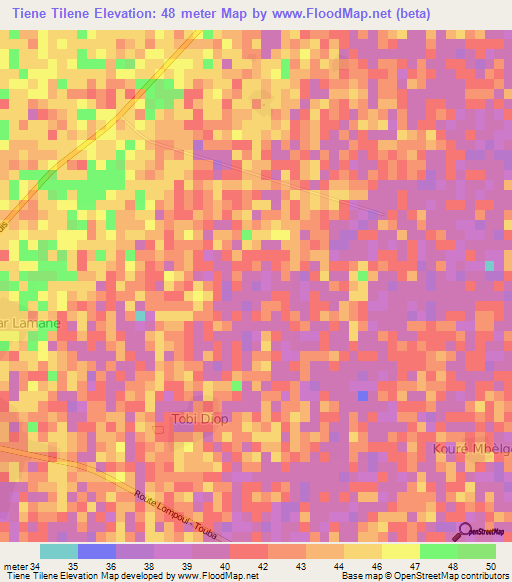 Tiene Tilene,Senegal Elevation Map