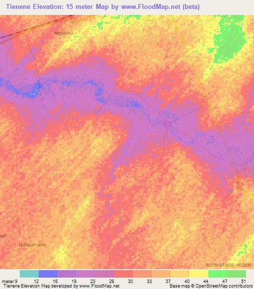 Tienene,Senegal Elevation Map