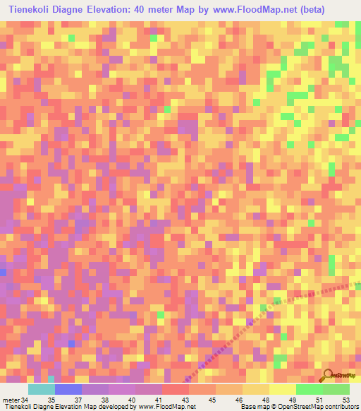 Tienekoli Diagne,Senegal Elevation Map