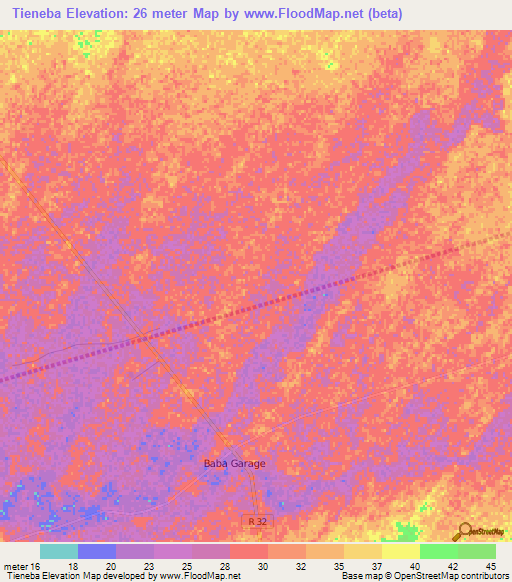 Tieneba,Senegal Elevation Map
