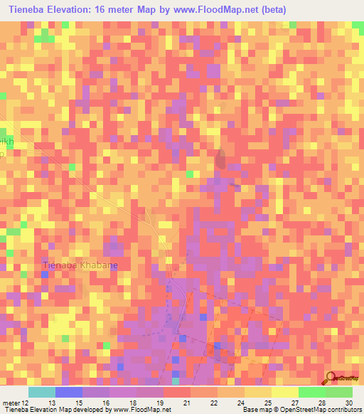 Tieneba,Senegal Elevation Map